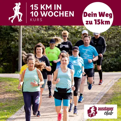Kurs 15 Kilometer in 10 Wochen: Laufgruppe im Park